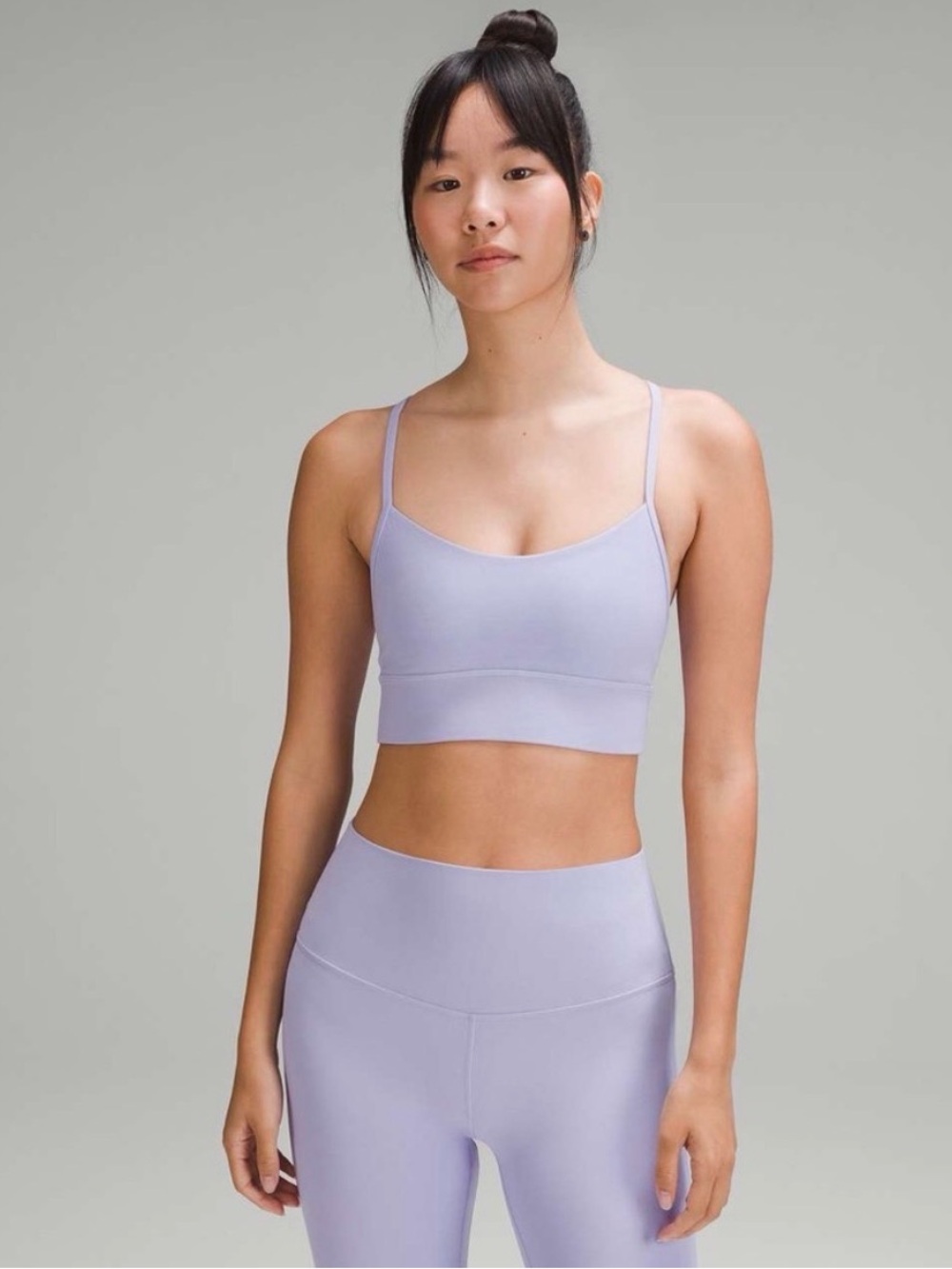 lululemon Flow Y Nulu Longline Bra Size 4 in Lilac Smoke